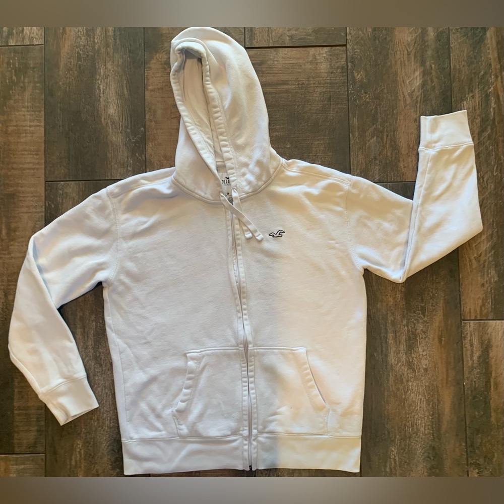 Hollister, Men’s Medium White Full Zip Hoodie Sweatshirt Retail: $60